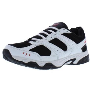 Imagem de Avia Tênis masculino Avi-Verge - Cross Trainer, tênis masculino, Pickleball ou caminhada para homens, sapatos de quadra de largura média ou extra larga tamanho 38 a 50, Branco/Preto/Vermelho, 7.5 Wide