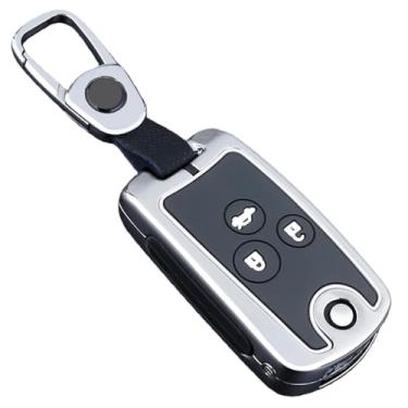 Imagem de Capa de metal para chave de carro compatível com Honda Civic/Fit/Accord/CRV/HRV/Jazz/Odyssey Compatível com Acura/TL/TSX/ZDX/RSX/CRZ acessórios(3 Buttons Silver)