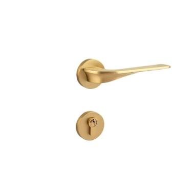 Imagem de Fechadura de porta silenciosa interna de latão para quarto mecânica fechadura dividida (ouro escovado)