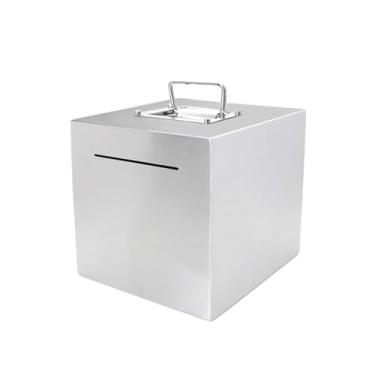 Imagem de Cofrinho de aço inoxidável mealheiro adulto grande capacidade anti-queda caixa de papel dinheiro presente infantil caixa de dinheiro crianças caixas de dinheiro decoração de casa (20 * 20 * 20 cm)