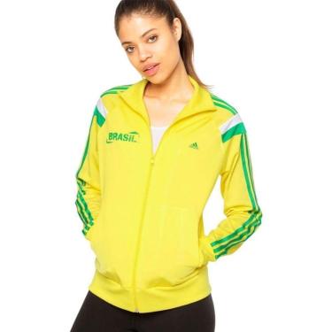 Imagem de Jaqueta Adidas Brasil Anthem WC14 Feminina - Amarelo P-Feminino