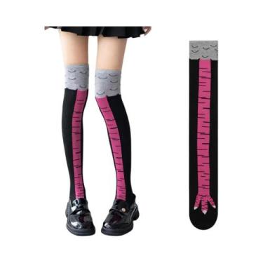 Imagem de Meias Longas Femininas Acima Do Joelho Com Estampa 3D De Patas De Gali
