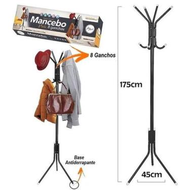 Imagem de Mancebo Cabideiro De Ferro Para Roupas Bolsas Casacos Com 8 Ganchos Pr