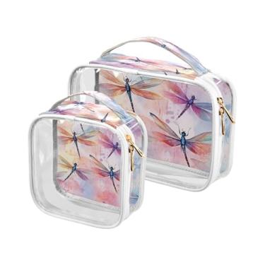 Imagem de xigua Bolsa de maquiagem feminina de libélula, transparente, bolsa de cosméticos de viagem, portátil, impermeável, para viagem, férias, organização de banheiro