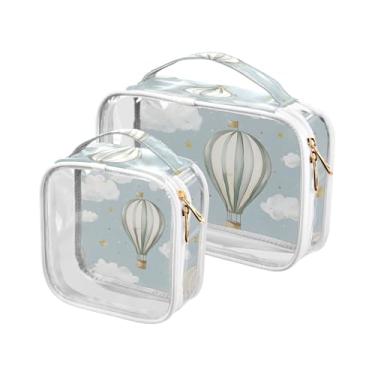 Imagem de xigua Bolsa de maquiagem com balões de ar quente para mulheres, bolsa de cosméticos de viagem, bolsa de higiene portátil à prova d'água para viagens, férias, organização de banheiro