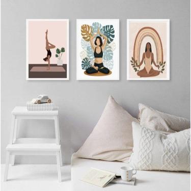 Imagem de Kit 3 Quadros Decorativos Yoga E Plantas 24X18Cm - Com Vidro