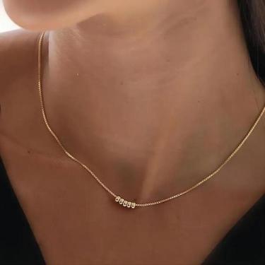 Imagem de Colar Com Pingente Mini Anel Em Ouro 14K, Design Simples De Osso De Co