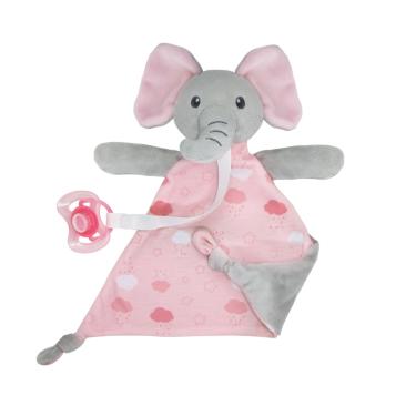 Imagem de Naninha Bebê com Prendedor de Chupeta Rosa Elefante - Buba