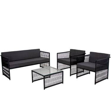 Imagem de 2 Poltronas 01 Namoradeira E Mesa Centro Santiago Fio Fibra Encosto E Assento Estofado