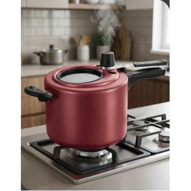 Imagem de Panela de Pressão MTA Cereja 4,5L com Visor de Vidro e Duas Válvulas d