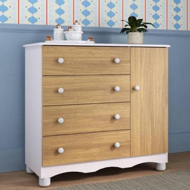 Imagem de Cômoda Infantil 95cm 1 Porta e 4 Gavetas Dengo Multimóveis MP4439, Bra