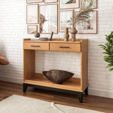 Imagem de Aparador para Sala de Estar 02 Gavetas Marrom Carvalho