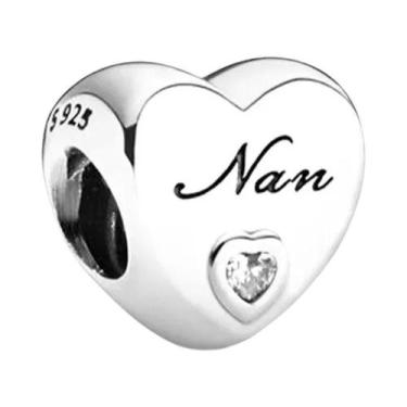 Imagem de Pulseira Feminina De Prata Esterlina 925 Com Berloques De Coração 'Amo