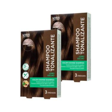 Imagem de Kit com 2 Shampoos Tonalizantes Color Change Loiro Escuro - Kiss New Y