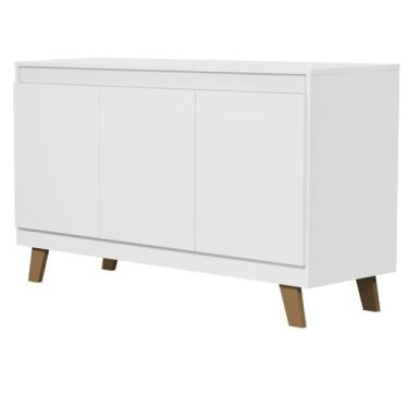 Imagem de Buffet Bela 3 Portas Balcão Moderno Pé Madeira Maciça Sala Cozinha Can