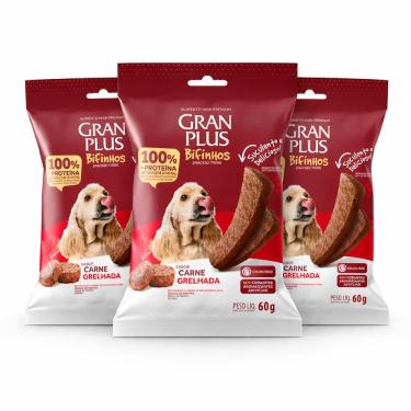 Imagem de Kit 3 Bifinhos Cães GranPlus Carne Grelhada 60g