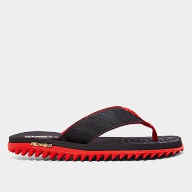 Imagem de Sandália Kenner Flamengo Kivah Masculina, Vermelho, Preto, 40