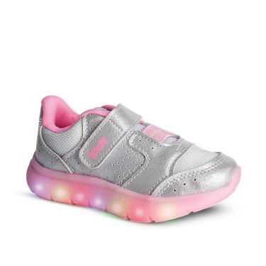 Imagem de Tênis Infantil Menina Kidy Flex Light Prata com LED Delicado Escolar