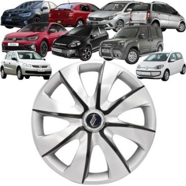 Imagem de 1 Calota Esportiva Modelo Prime Aro 13 Polegadas Prata com Grafite Uni
