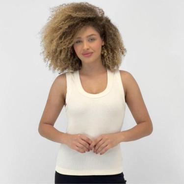 Imagem de Regata Hering Canelada Feminina, XG, Natural