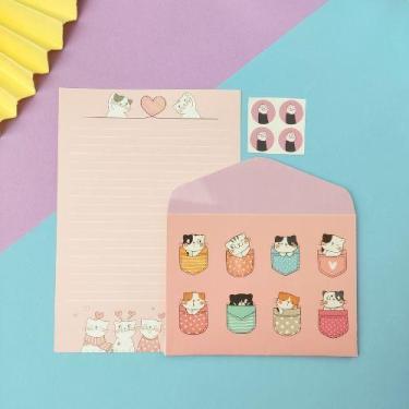 Imagem de Kit Papeis de Carta com Envelopes La Palomita Gatinho - BUENDIA