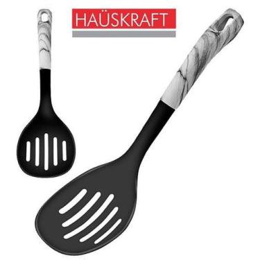 Imagem de Escumadeira Terrina de Nylon com Cabo tipo Mármore 33,5 cm - HAUSKRAFT