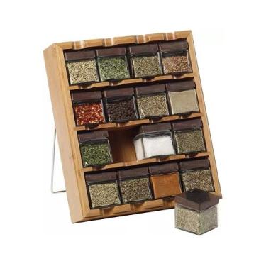 Imagem de Jogo 16 Porta Condimento/Tempero Com Suporte Em Bambu - GENERIC