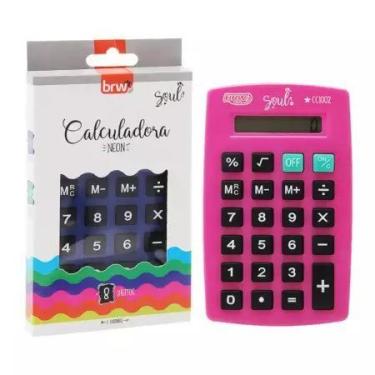 Imagem de Calculadora Neon 8 Dígitos BRW - Prática e Compacta, Azul