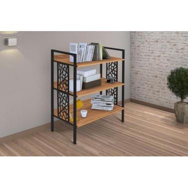 Imagem de Estante Baixa 76CMX96CM 3 Prateleiras Beta Preto/Fosco/Amendoa - Cipla