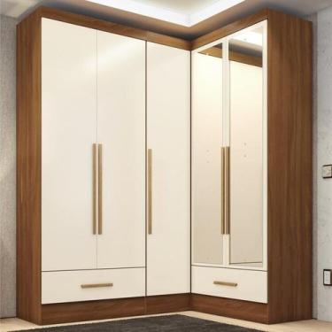 Imagem de Quarto Modulado de Canto 100% MDF 3 Peças 5 Portas 2 Gavetas com Espel