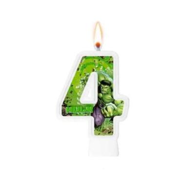 Imagem de Vela Aniversario Hulk Animação 4 Para Bolo Festa Infantil Tema Heroi -