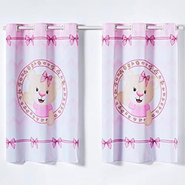 Imagem de Cortina Kids Infantil Varão Tecido Oxford 2,00m X 1,30m - Ursinha Rosa