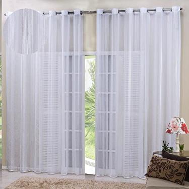 Imagem de Cortina Linho Bordado Sala Quarto 5,00m x 2,75m Ilhós Cromado