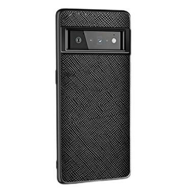 Imagem de Capa para Google Pixel 6/6 Pro, capa de couro legítimo luxuosa, capa traseira de proteção antiarranhões com capa protetora ultrafina, preta, 6 Pro de 6,7 polegadas