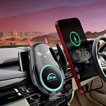 Imagem de Carregador de carro sem fio de montagem, suporte de telefone de carro inteligente de montagem 15W bateria embutida de carregamento sem fio rápido compatível com Phone 13/12/12Pro/SE/11/11Pro/XSMax/XS/XR/X/8/S10/S9/S8/Note10/Note9 (Black)