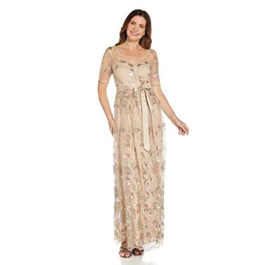 Imagem de Adrianna Papell Vestido de baile longo bordado feminino, Champanhe dourado, 46