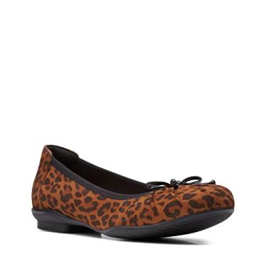 Imagem de Clarks Sapatilhas Femininas Sara Aster Ballet, Estampa de leopardo, 7 Wide