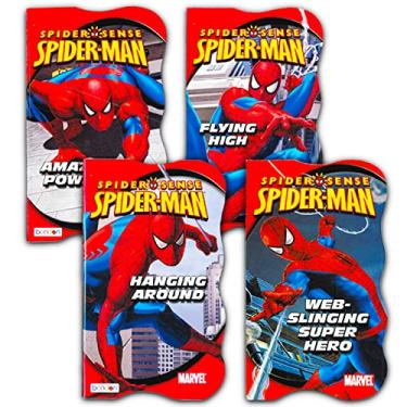 Imagem de Conjunto de livros de tabuleiro do Homem-Aranha da Marvel – Pacote com 4 incríveis livros de super-heróis do Homem-Aranha para meninos e meninas (Homem-Aranha lendo um livro para crianças)