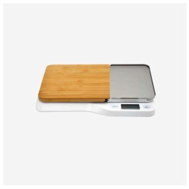 Imagem de balança de cozinha digital pequena balança eletrônica lcd madeira bancada tábua de corte aço inoxidável cozinha eletrônica presente cozinha dom multifuncional 1g ~ 5kg medindo