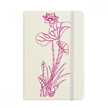 Imagem de Caderno de folhas de lótus com flores de palheta de flores de flor de lótus oficial de tecido capa dura