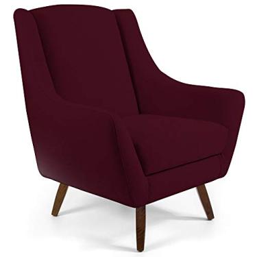 Imagem de Poltrona Decorativa Fixa Pés de Madeira Juliet D02 Veludo Marsala C-278 - Lyam Decor