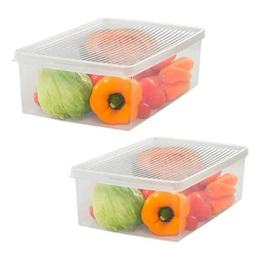 Imagem de Kit 2 Caixa Organizadora Grande para Frutas Verduras Com Tampa Transparente