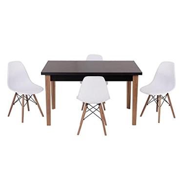 Imagem de Conjunto Mesa de Jantar Luiza 135cm Preta com 4 Cadeiras Eames Eiffel - Branco