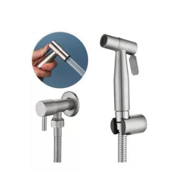 Imagem de Ducha Higiênica 1/4 Volta Luxo Prata Gatilho Inoxidável 304