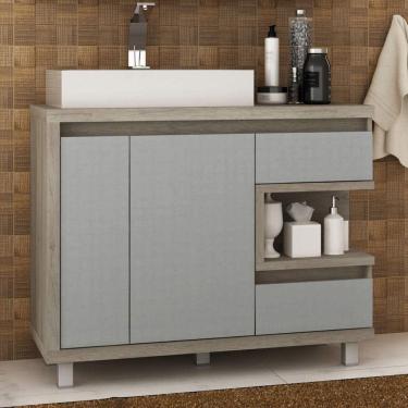 Imagem de Armário de Banheiro 100cm MDF Malbec Móveis Bosi Barrique/Argento