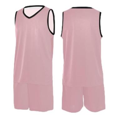 Imagem de CHIFIGNO Camiseta de basquete azul verde, camiseta de basquete adulto, vestido de jérsei de basquete PPS-3GG, Dégradé rosa, 3G