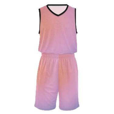 Imagem de Camisetas de basquete para meninos violeta, tecido macio e confortável, vestido de jérsei de basquete 5T-13T, Roxo degradê moderno moderno, M
