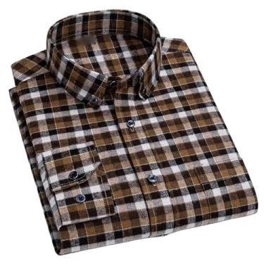 Imagem de Camisas casuais de flanela xadrez para homens outono inverno manga longa clássica xadrez camisa social roupas masculinas, Sm-05, G
