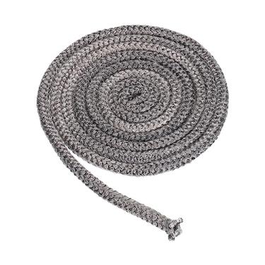 Imagem de PATIKIL Gaxeta de fogão a lenha de 0,9 cm x 218,4 cm, fibra de vidro de grafite redonda de alta temperatura, vedação de resistência de substituição para fogões e porta de lareira, preta