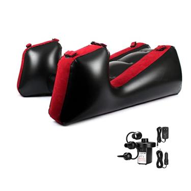 Imagem de PLKO Sofá-cama inflável, sofá inflável com bomba de ar doméstica, espreguiçadeira portátil, ferramentas de relaxamento para quarto (vermelho)